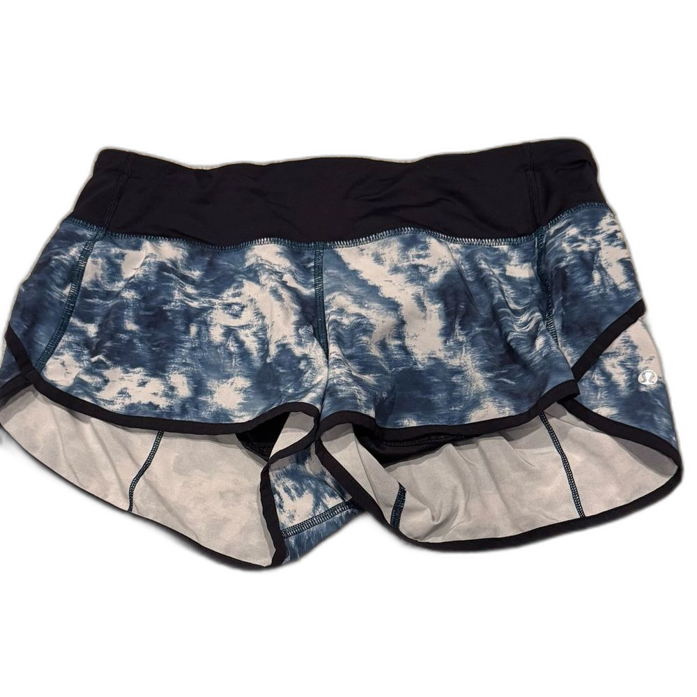 Lululemon Women's Blue Tie-Dye Speed Shorts - 6 - Picture 1 of 4